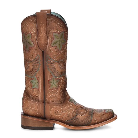 Corral Women's Orix Full Embroidery and Hand Painted & Studs Brown Size 8.5 - Picture 2 of 14